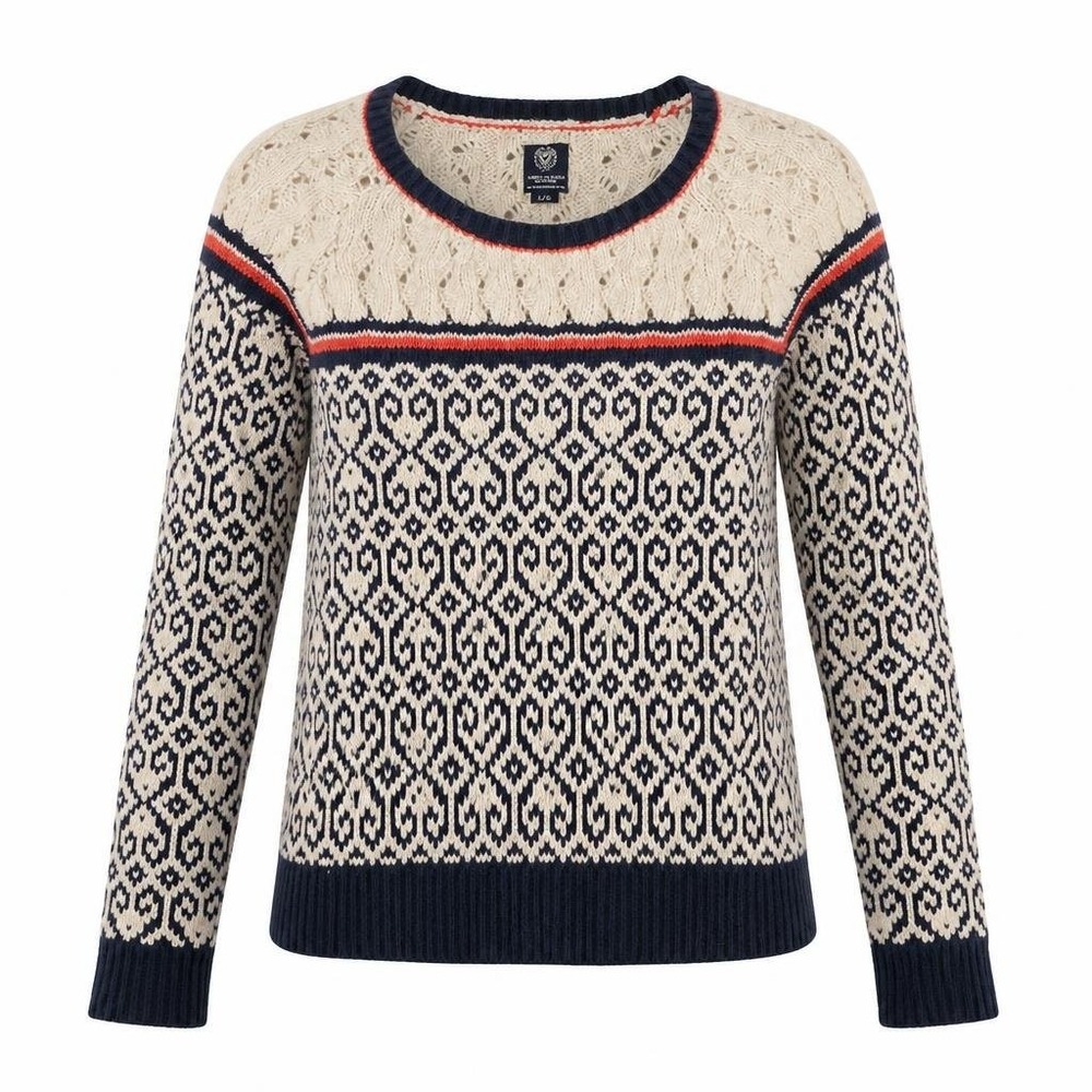 American Eagle Sweater Womens L Wool Alpaca Nordic Fair Isle Cozy Cabincore Ski